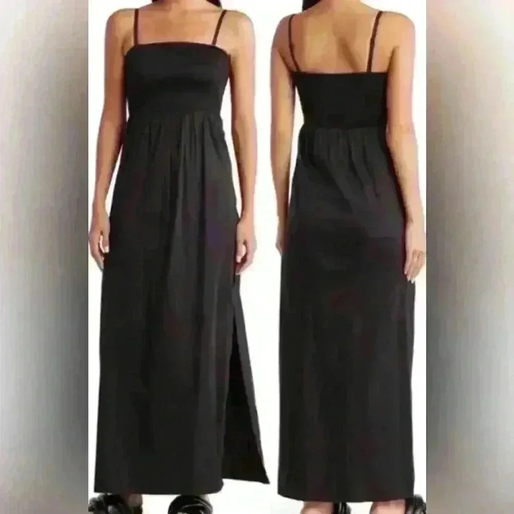 NEW Favorite Daughter The Apartment Smocked Bodice Knit Maxi Dress Black S - NWT